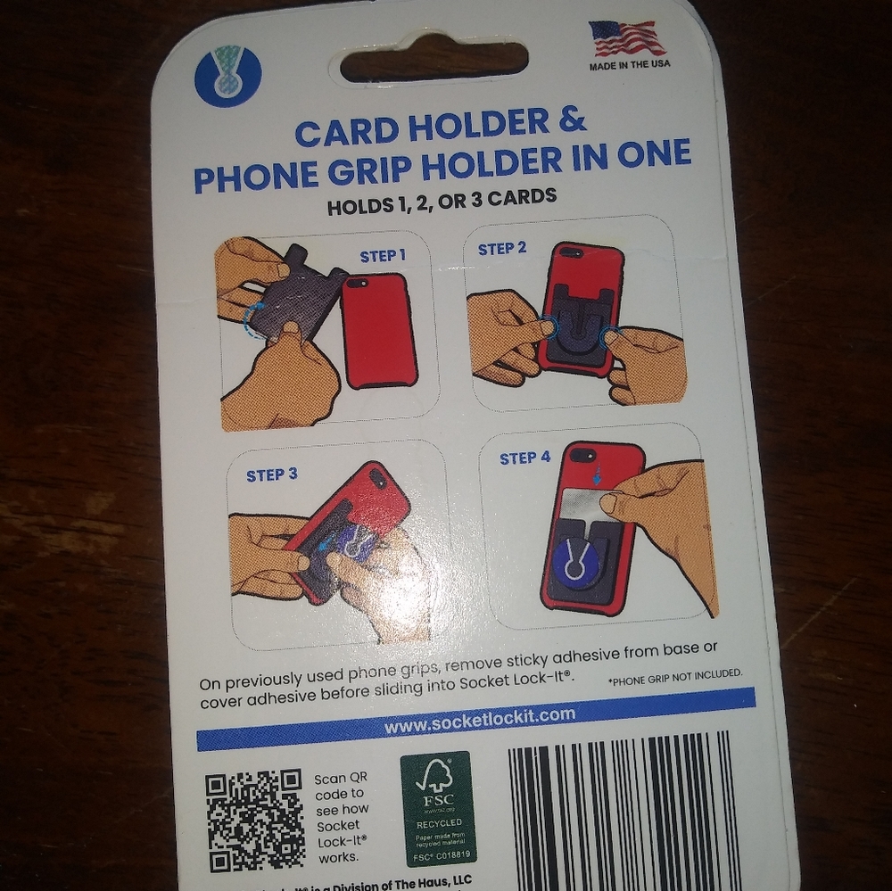 Card holder phone grip